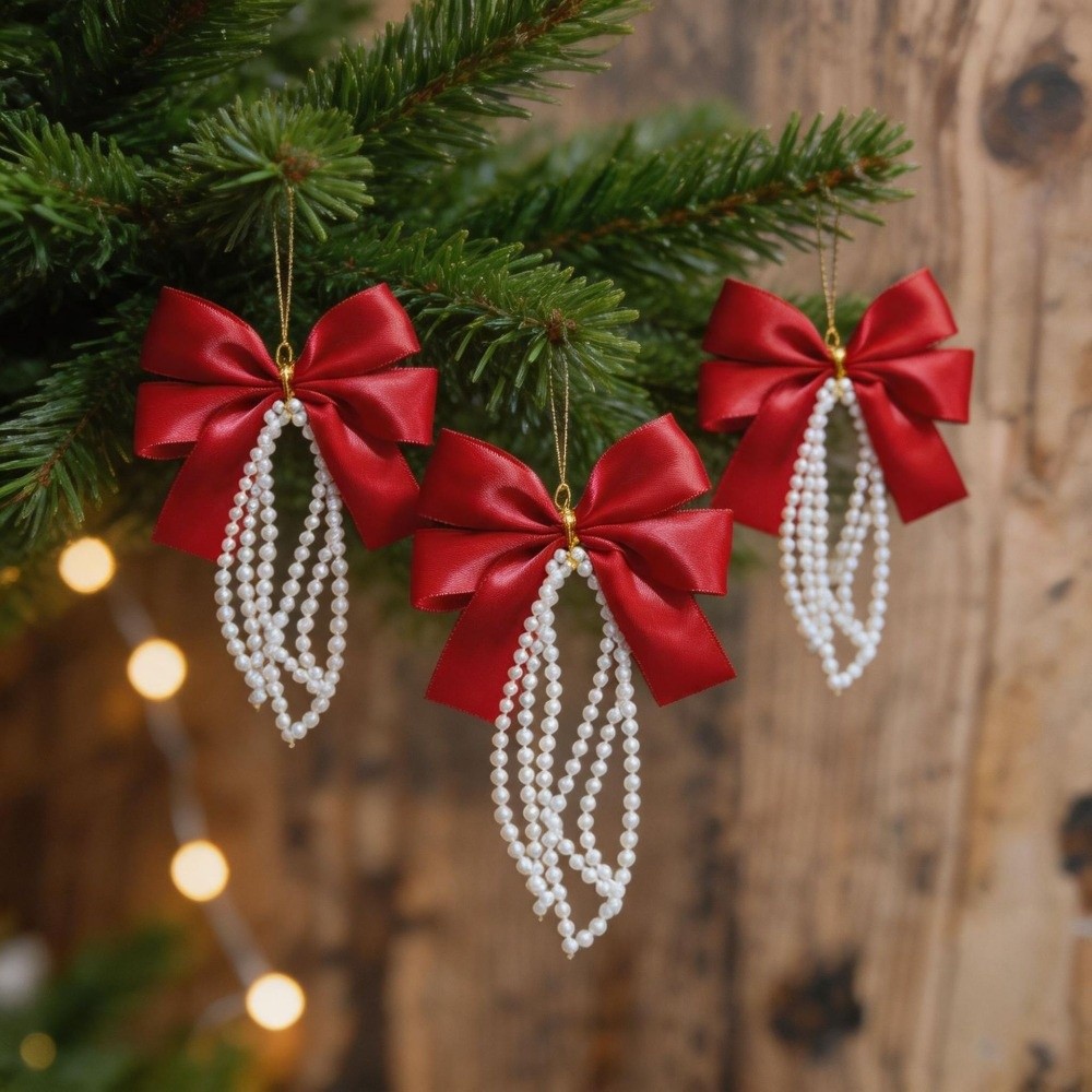 Gift Box Wrap Set - 12-delige set Kerstboom strikken vintage stijl
