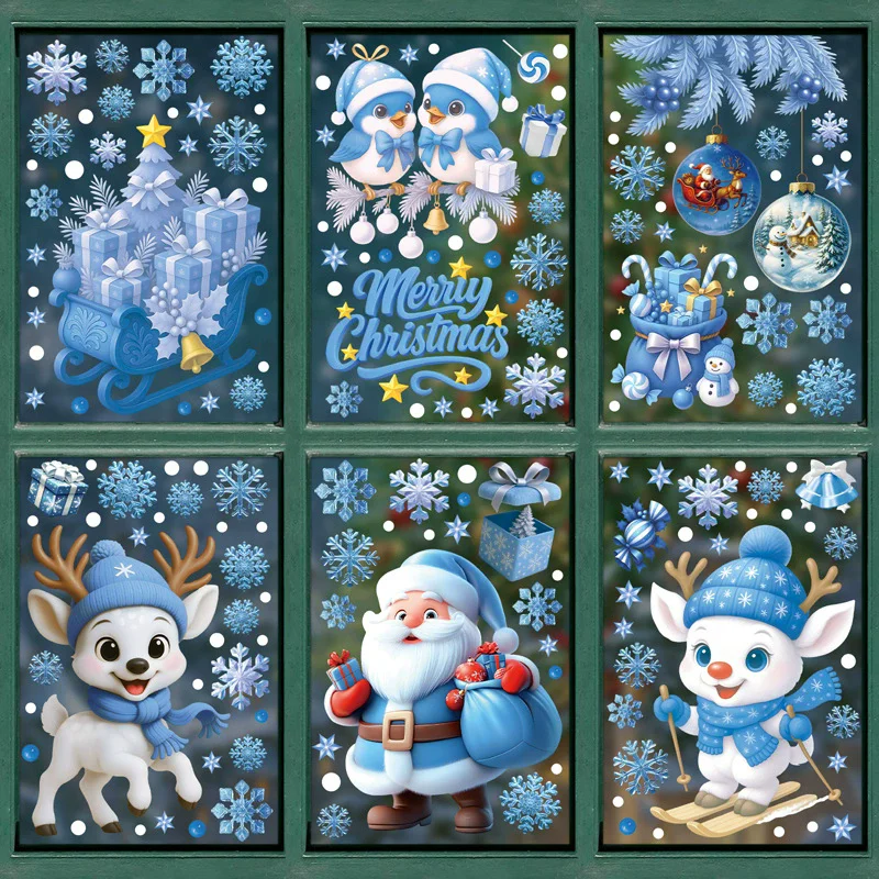 Snowflake Window Decal - DIY Kerst PVC Raamstickers Sneeuwpop Kerstman