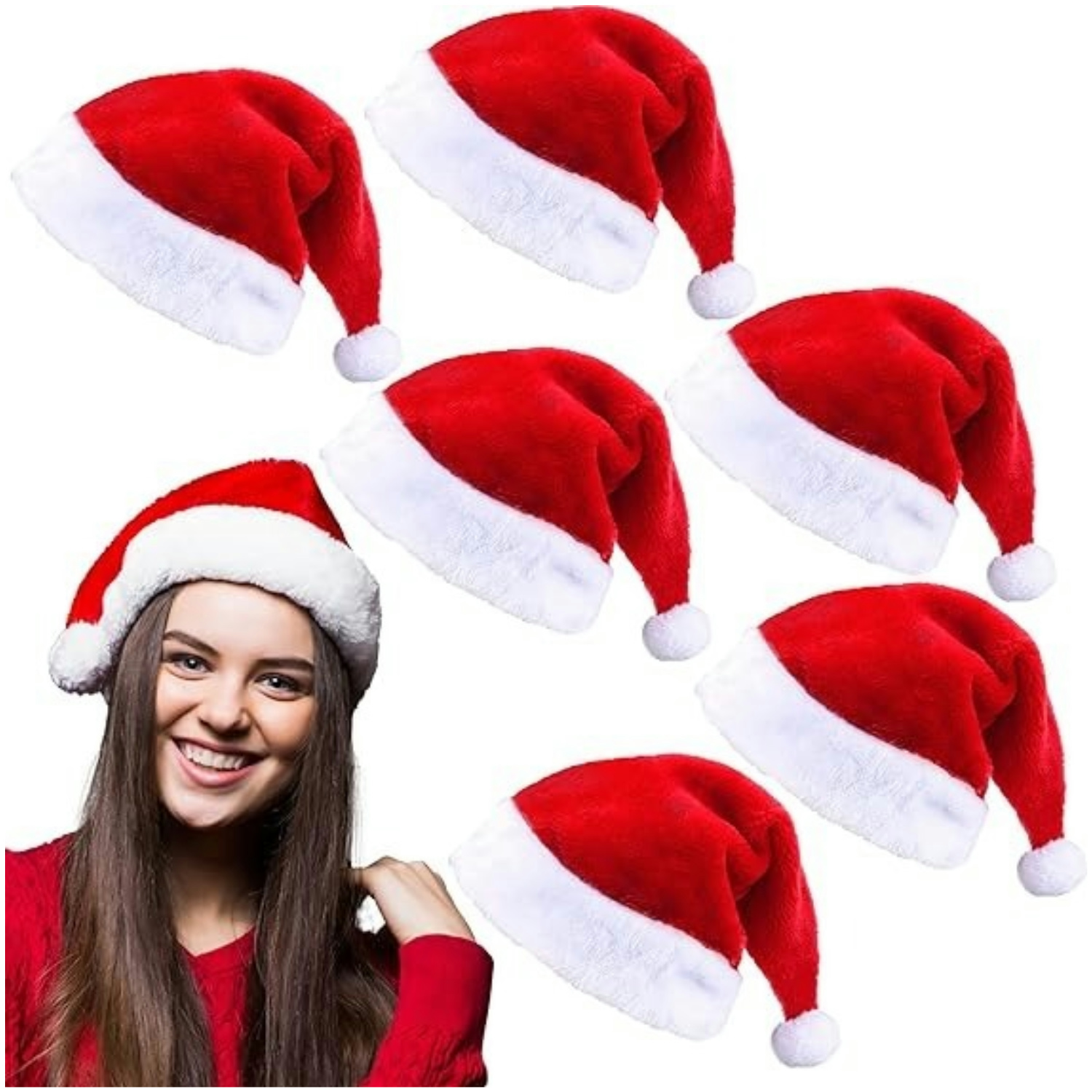 Pluizige rode kerstmutsen set  - Santa Hat Plush recensie en prijs