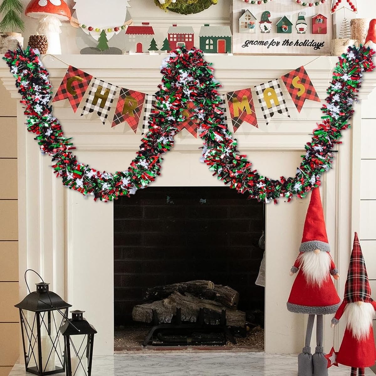 6,56 voet lange groen-rode ker - Tinsel Garland Decoration recensie en prijs