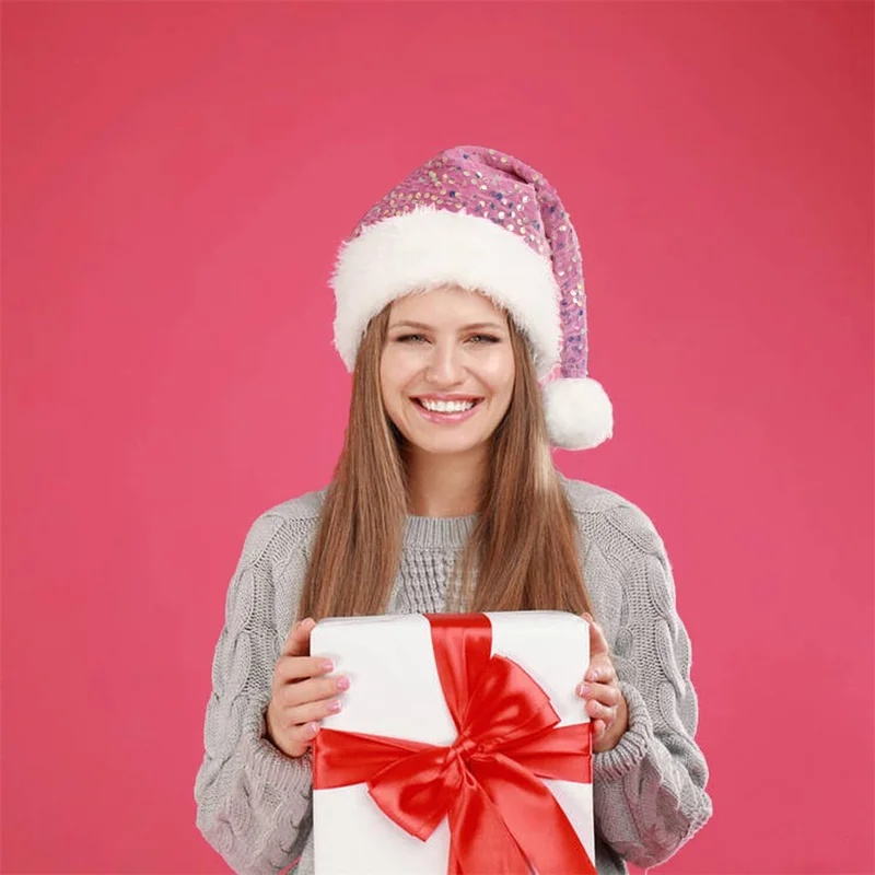 Dubbellaagse Pailletten Kerstm - Santa Hat Plush recensie en prijs